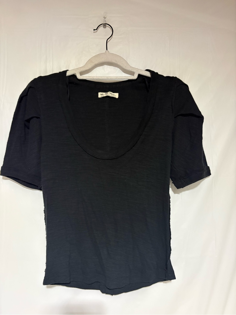 We The Free Black Scoop Neck Short Sleeve Tee